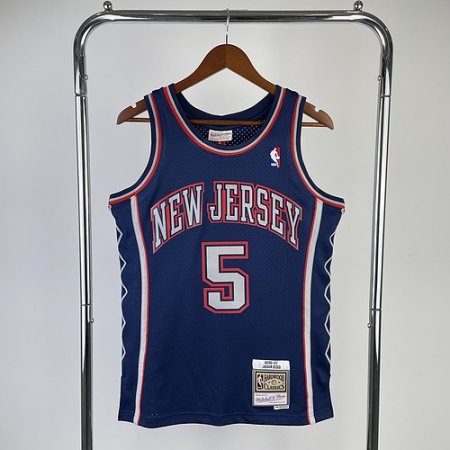MN Hot Pressed Retro Jersey: SW Nets 06/07 Season Navy Blue No. 5 Kidd