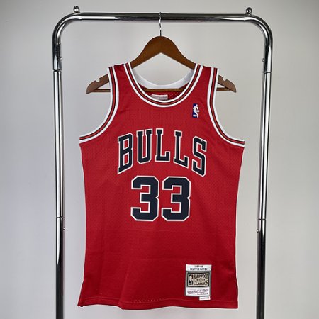 MN hot press retro jersey: SW Bulls 98 season red No. 33 Pippen