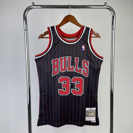 MN hot press retro jersey: SW Bulls 96 season black stripe No. 33 Pippen