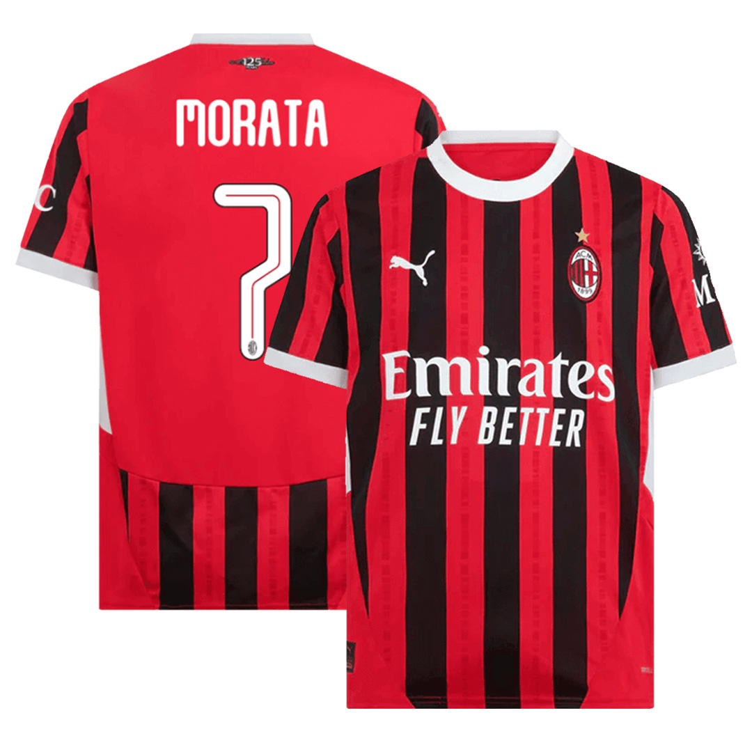 MORATA #7 AC Milan Home Shirt 2024/25 - UCL Font