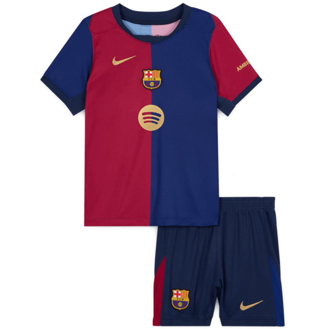 Kids Barcelona Home Spotify Logo Without Text Shirt Kit 2024/25