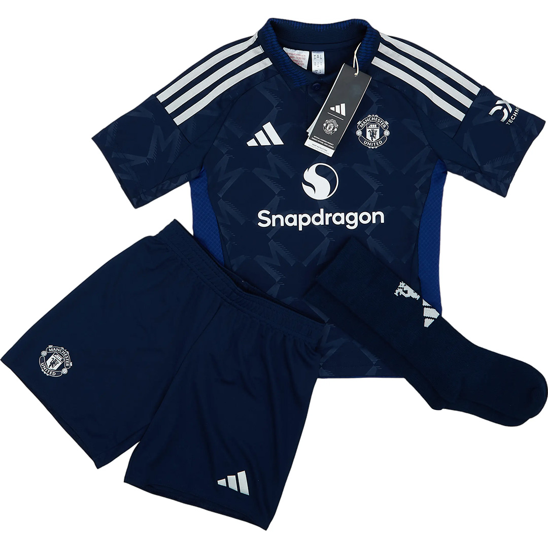 Kids Manchester United Away Full Kit(Shirt+Shorts+Socks) 2024/25