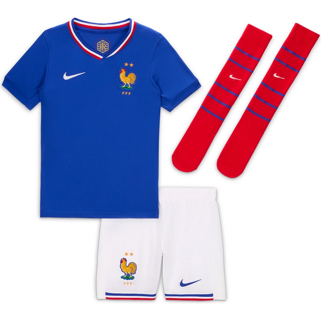 Kids France Home Full Shirt Kit Euro 2024