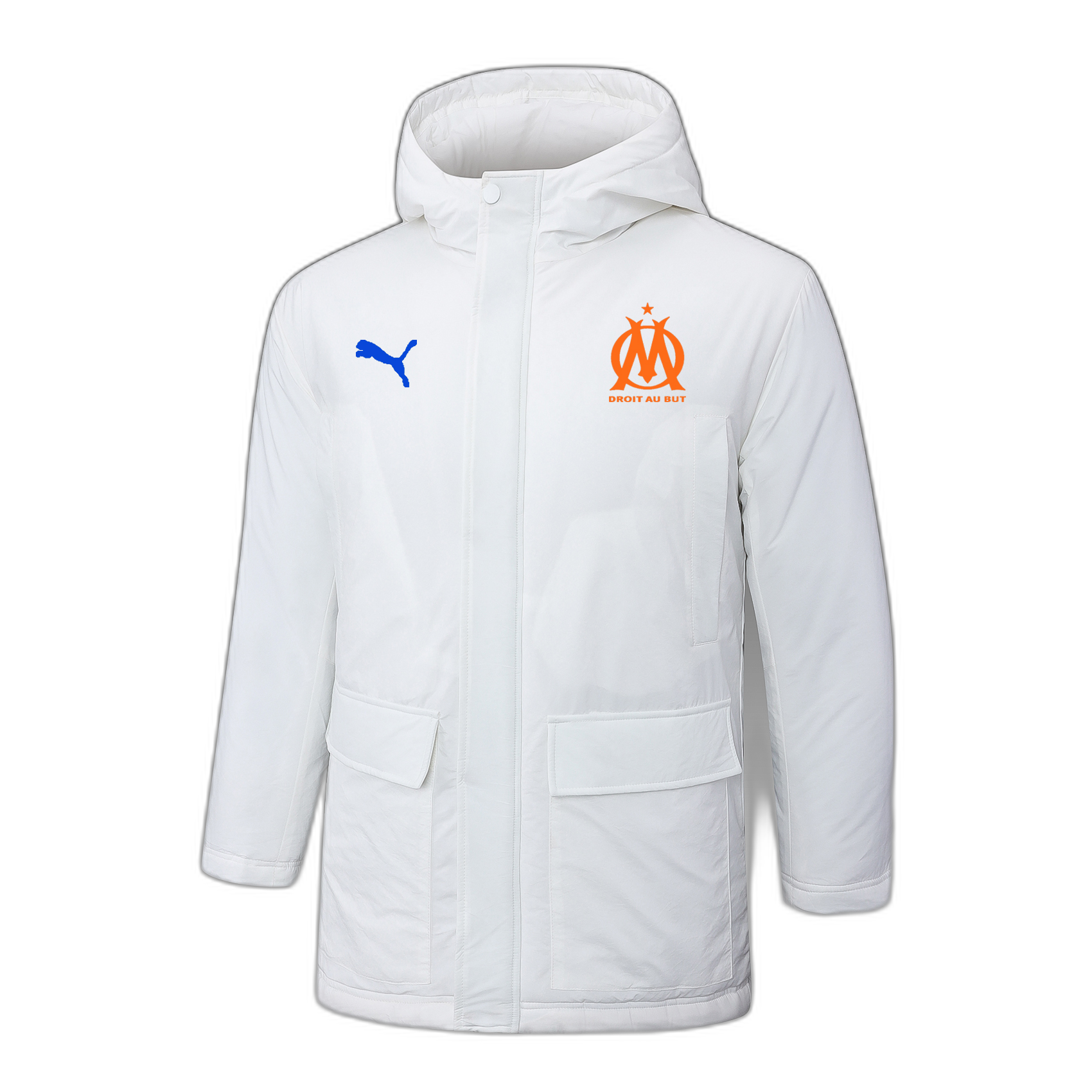 Marseille Cotton Coat White (Orange Team Logo)2024/25