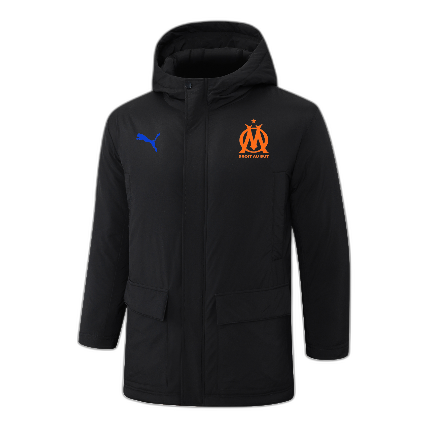 Marseille Cotton Coat Black (Orange Team Logo)2024/25