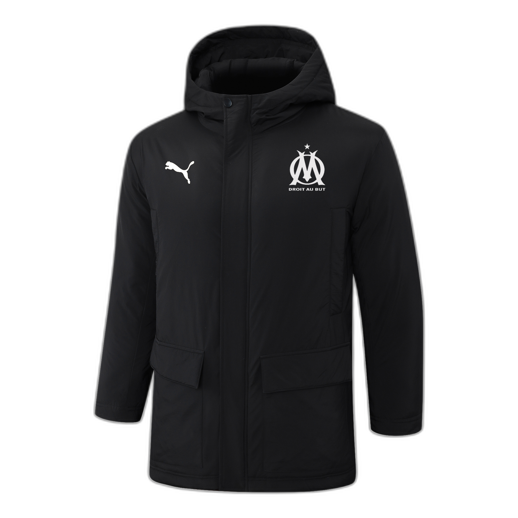 Marseille Cotton Coat Black (White Team Logo)2024/25
