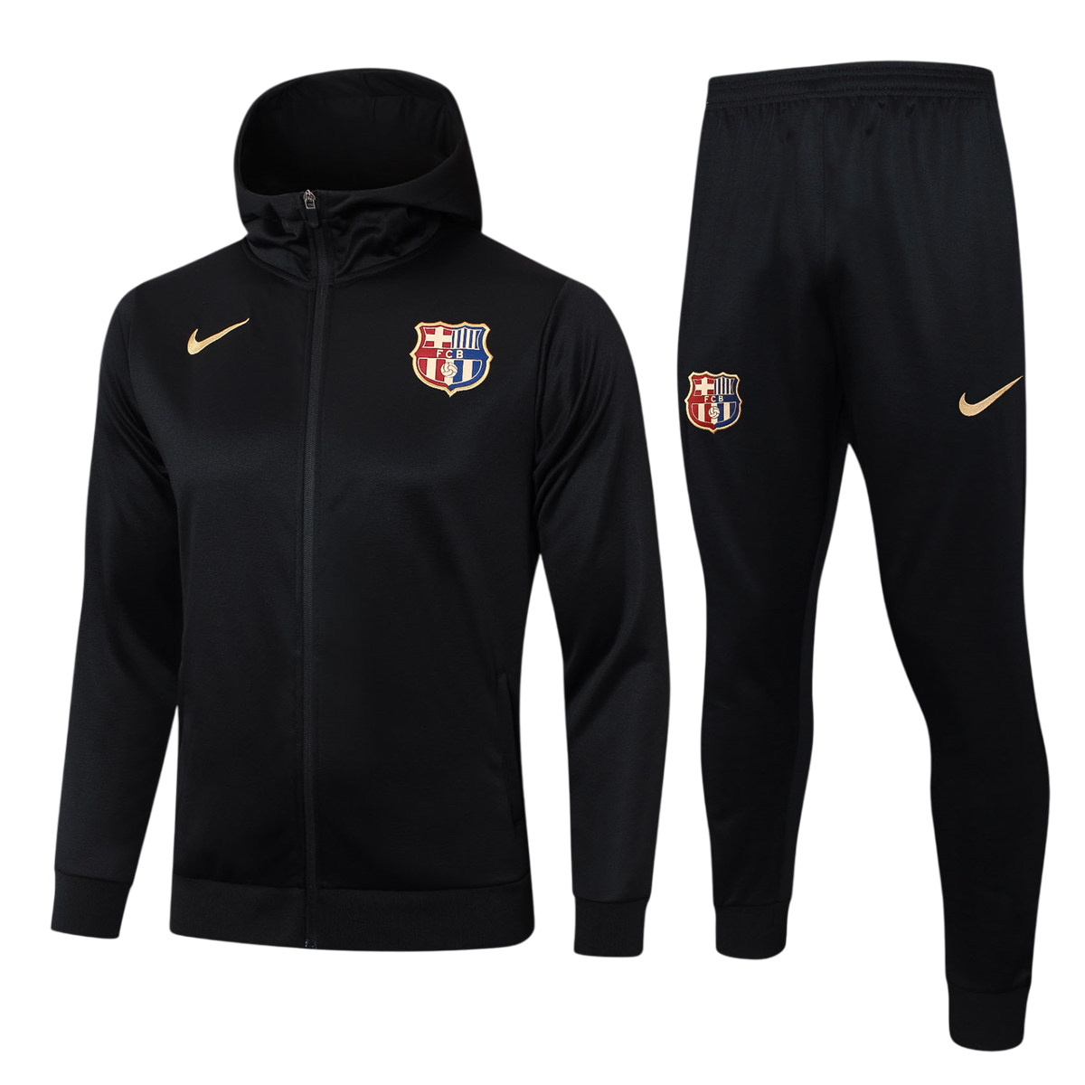 Kids Barcelona Hoodie Jacket + Pants Training Suit Black 2024/25