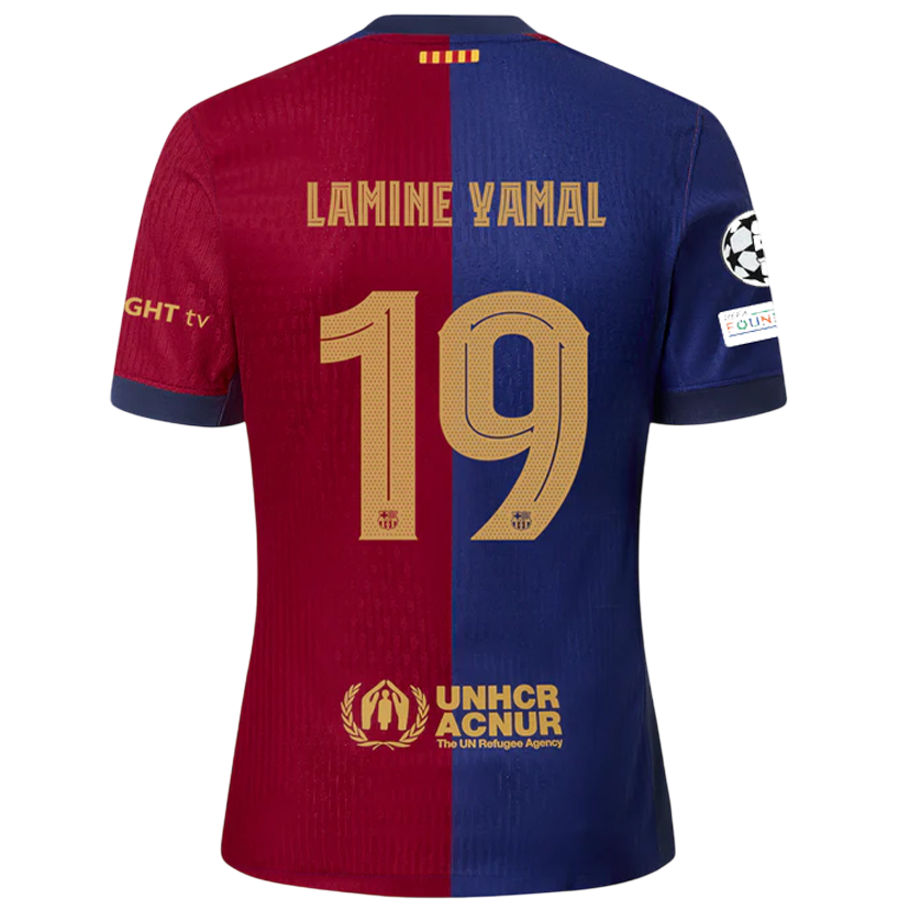 (UCL Font)Barcelona x Travis Scott Cactus Jack Home Match 2024/25 Player Version LAMINE YAMAL 19#