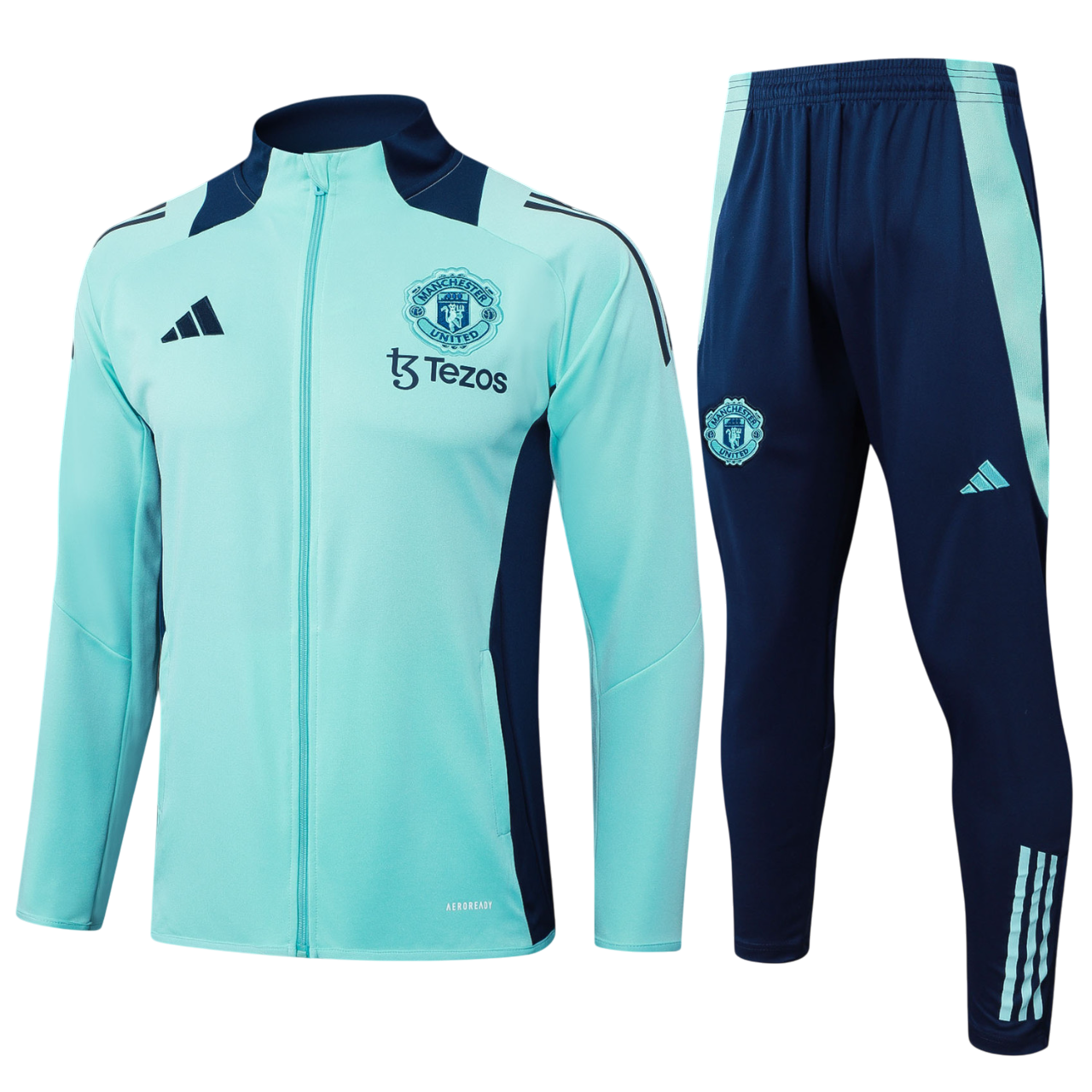 Kids Manchester United Jacket + Pants Training Suit Green 2024/25
