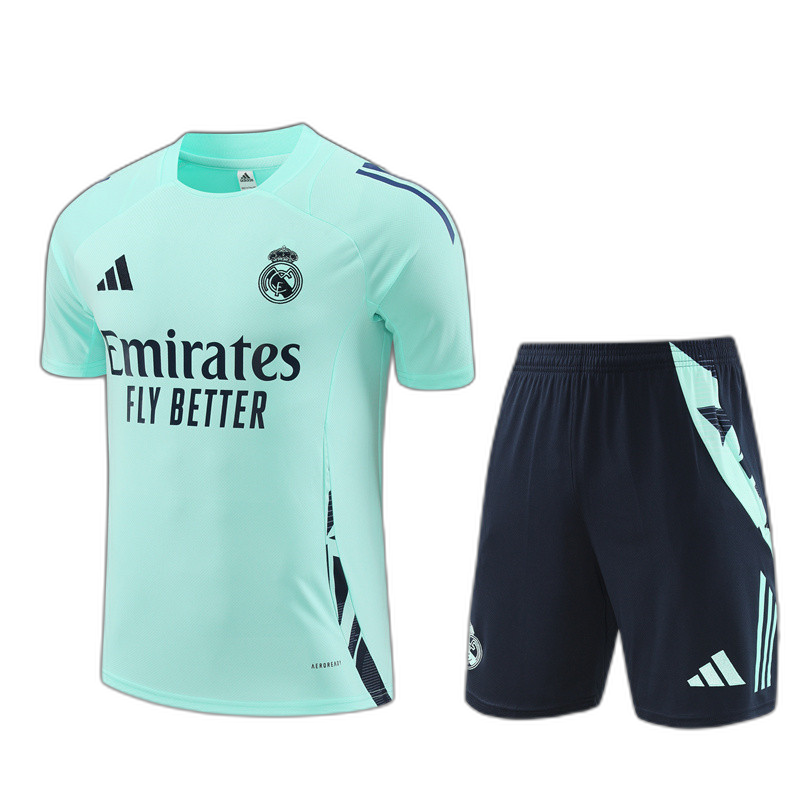 Kids Real Madrid Short Training Suit Light Green 2024/25