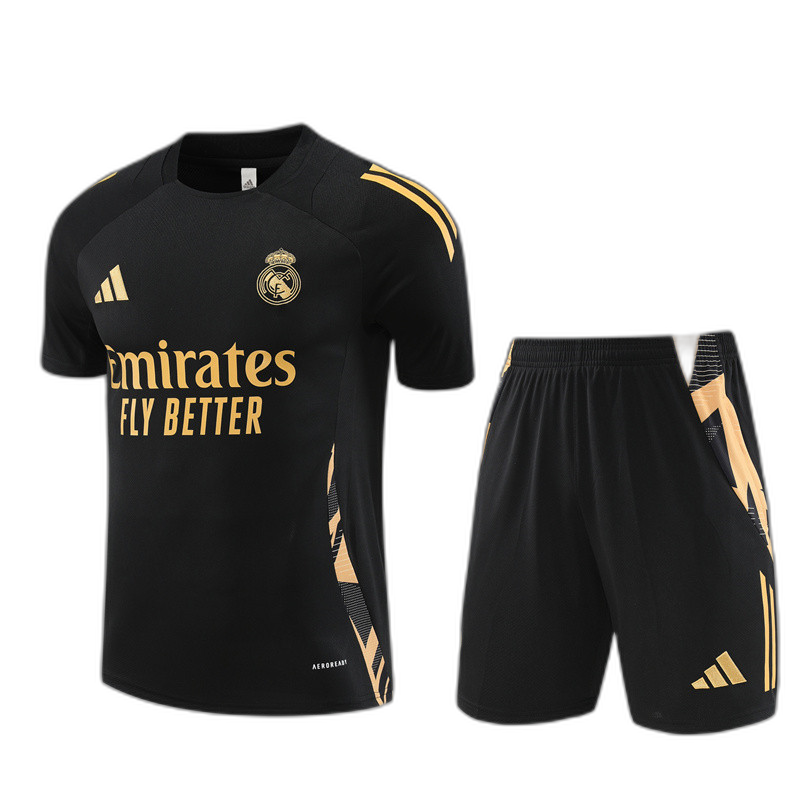 Kids Real Madrid Short Training Suit Black 2024/25