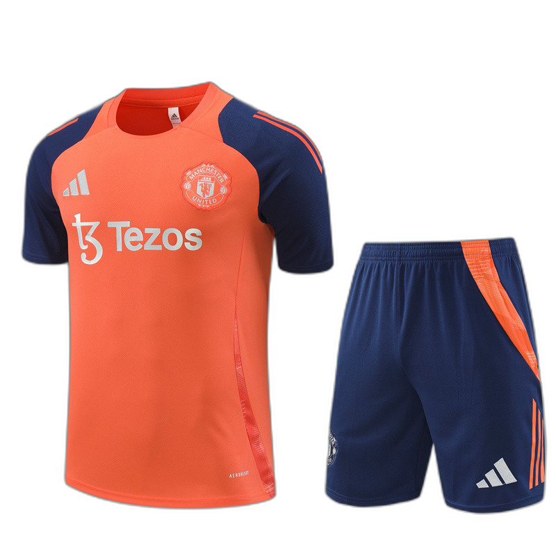 Kids Manchester United Short Training Suit Orange 2024/25