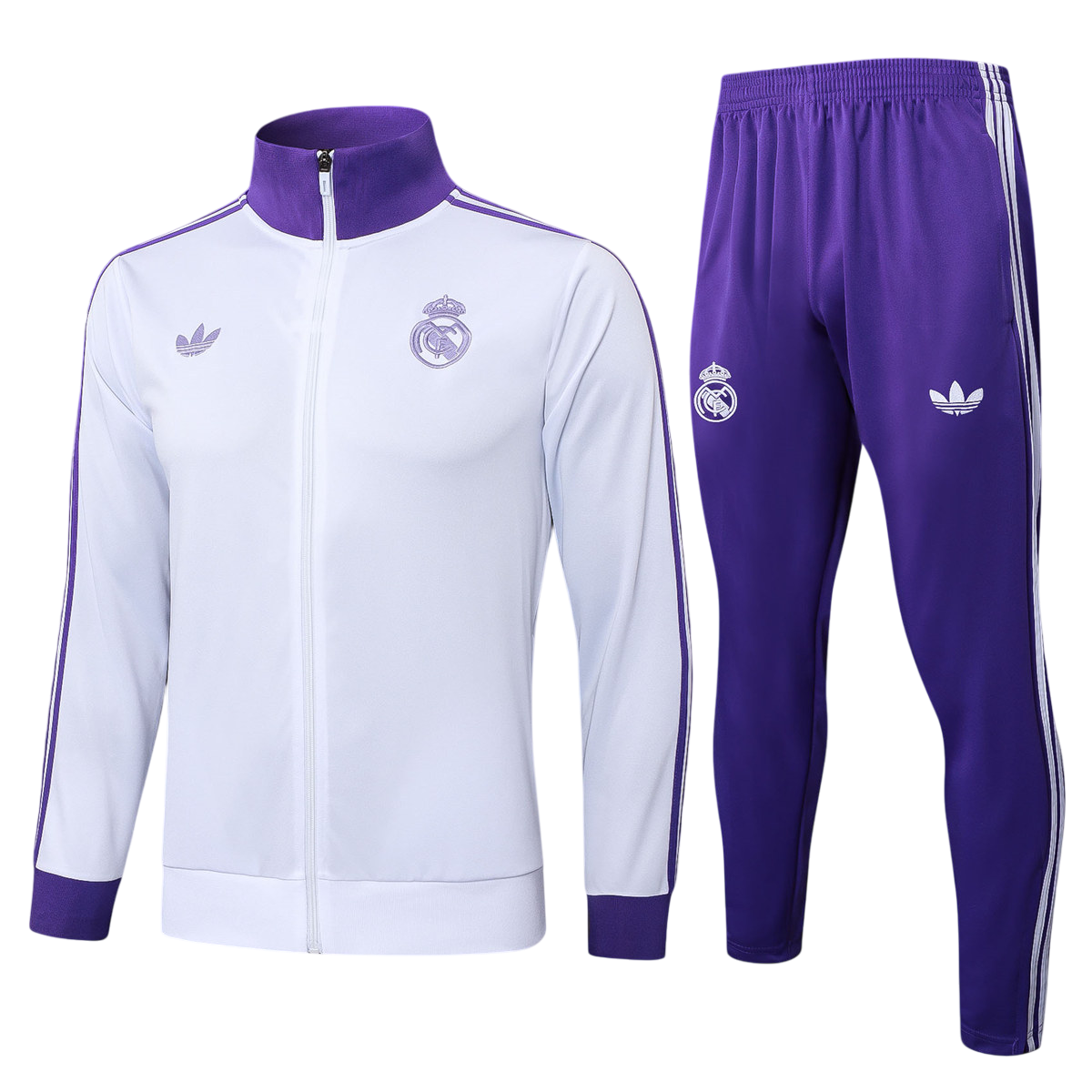 Kids Real Madrid Jacket Suit White - Purple 2025/26