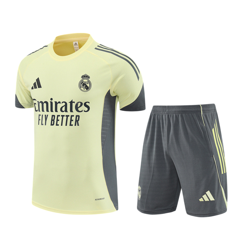 Kids Real Madrid Short Training Suit Yellow 2025/26