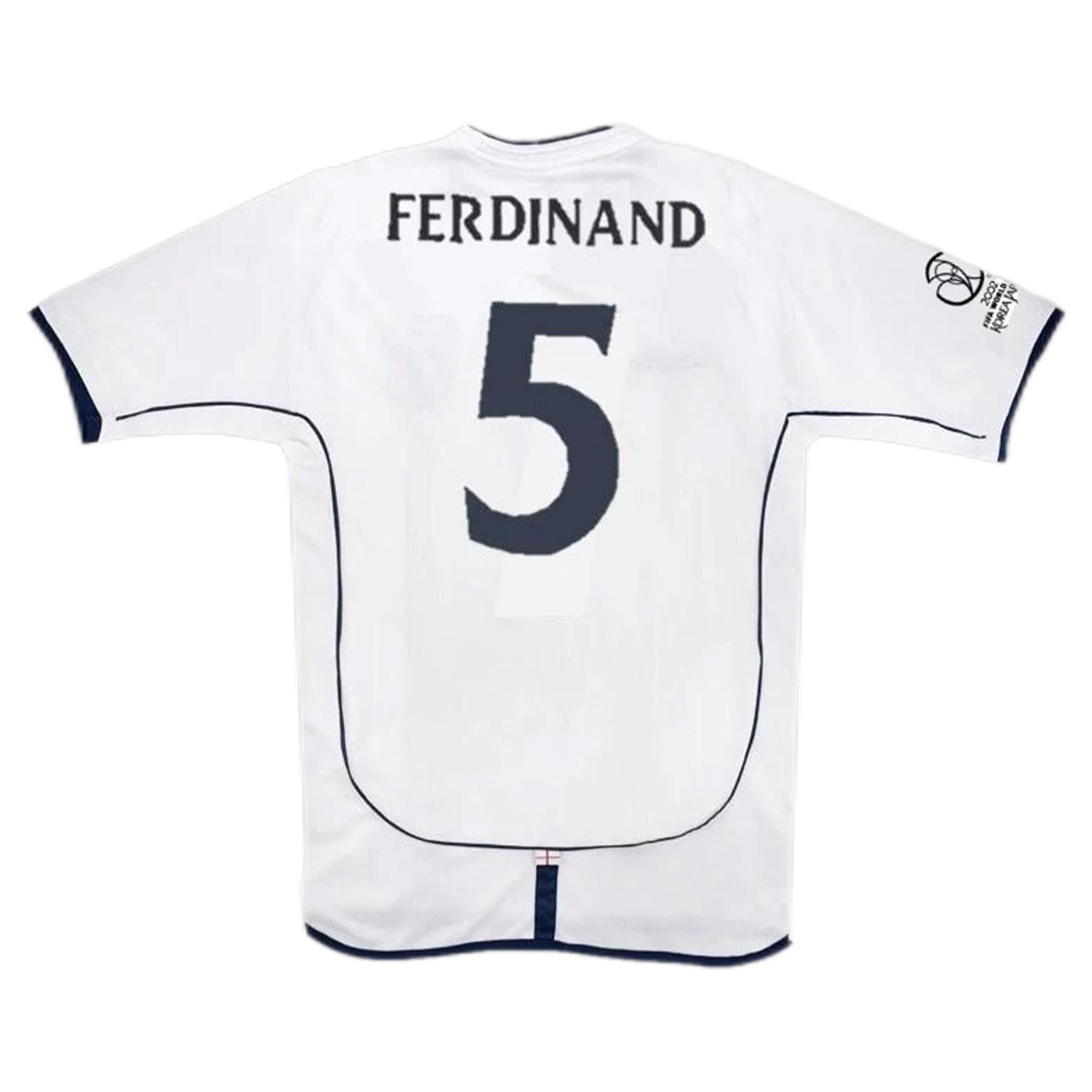 Retro England Shirt Home World Cup 2002 Ferdinand #5
